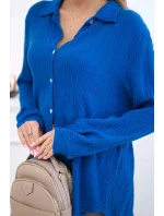 Bavlněná mušelínová košile chrpově modrá