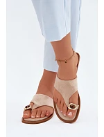 Dámské ploché žabky s ozdobným detailem Béžové Fedira