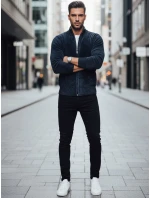 Pánský rozepínací tmavě modrý svetr FashionStreet WX2227