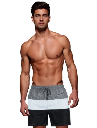 Pánské šedobílé plavecké šortky FashionStreet SX2519