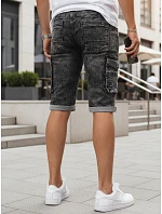 Pánské džínové cargo šortky s lemem černé FashionStreet SX2618