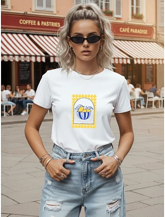 Dámské ležérní tričko s potiskem citronů, bílé, FashionStreet NX8044RY