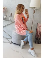 Oversize halenka s duhovým potiskem rtů v meruňkové barvě Oversize halenka s duhovým potiskem rtů v meruňkové barvě