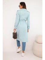 Dámský kabát v pase se zavazováním a límcem mátový