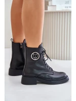 Kožené botky worker s teplou podšívkou na zip černé Elosie
