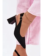 Materiálové Sandály na Podpatku Černé Elissea