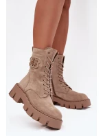 Dámské kotníkové boty worker s ozdobou Melisse – béžové