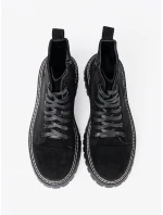 Praktické dámské černé kotníčkové boty platforma Praktické dámské černé kotníčkové boty platforma