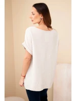 Mušelínová halenka s náhrdelníkem béžový