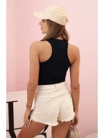 Dámský bavlněný top bokserka na širokých ramínkách námořnická modrá