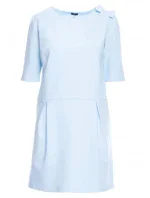 M422 Šaty se spadlým pasem a mašlí - světle modré