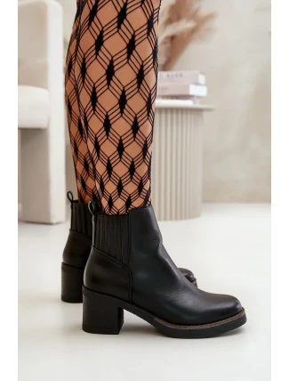 Zateplené Dámské Kotníkové Boty Na Podpatku Eko Kůže Černé Irittes