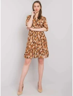 Dámské šaty DHJ SK 11332.67P Hnědé mix barev - FPrice Dámské šaty DHJ SK 11332.67P Hnědé mix barev - FPrice