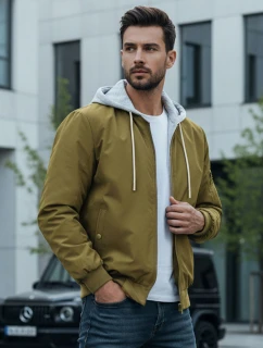 Pánská bunda bomber s kapucí zelená FashionStreet TX5022