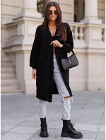 Dlouhý dámský oversize kardigan s kapsami, černý, FashionStreet MY2583 Dlouhý dámský oversize kardigan s kapsami, černý, FashionStreet MY2583