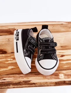 Dětské látkové tenisky se suchým zipem BIG STAR KK374074 Černý a bílý