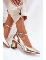 Kožené Lodičky Na Podpatku Maciejka K6816-25 Zlaté