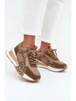 Kožené dámské tenisky na platformě leopardí vzor Artiker 55C0089 hnědé