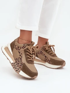 Kožené dámské tenisky na platformě leopardí vzor Artiker 55C0089 hnědé