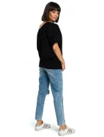 B079 Halenka nadměrné velikosti se zavinovacími detaily - černá