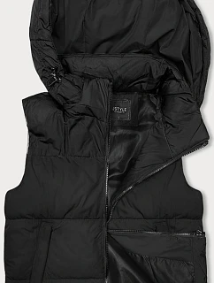 Dámská krátká vesta s kapucí j.style černá (16M9112-392)