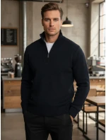 Pánský tmavě modrý zateplený svetr se stojáčkem FashionStreet WX2352