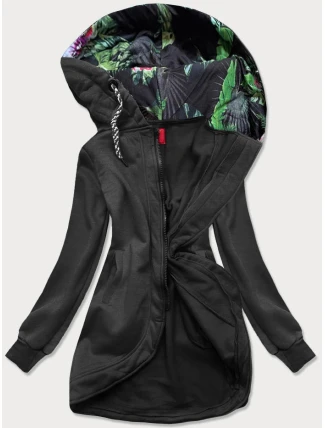 Dlouhá dámská rozepínací mikina v grafitové barvě (AMG815) Dlouhá dámská rozepínací mikina v grafitové barvě (AMG815)