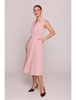 S409 Košilové šaty ve fitted střihu - pudrové S409 Košilové šaty ve fitted střihu - pudrové