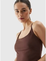 Dámský crop top na jógu z recyklovaných materiálů 4F - hnědý