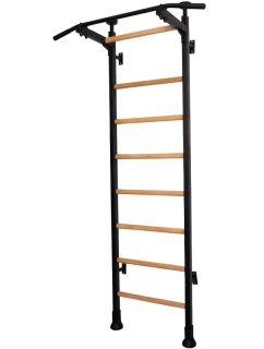 ROZKLÁDACÍ DŘEVĚNO-KOVOVÝ GYMNASTICKÝ ŽEBŘÍK S KOVOVOU HRAZDOU V DUBOVÉ LAVICI 511
