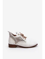 Zazoo 2878 Nízké Kožené Dámské Bílé Botky