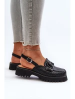 Dámské sandály na ploché podrážce s ozdobou Černé D&A MR38-656