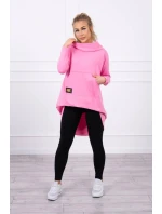 Dámská prodloužená mikina s kapucí 9116 Růžová - K-Fashion Dámská prodloužená mikina s kapucí 9116 Růžová - K-Fashion