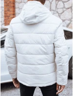 Pánská prošívaná zimní bunda s kapucí bílá FashionStreet TX5056 Pánská prošívaná zimní bunda s kapucí bílá FashionStreet TX5056