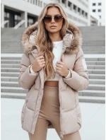 Dámská prošívaná zimní bunda s kapucí béžová FashionStreet TY5506