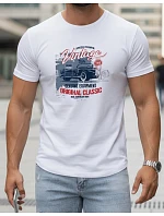 Pánské tričko VINTAGE CAR s potiskem FashionStreet white NX5082R