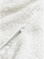 Bílá dámská bunda typu beránek s kapucí (h-1030-82)