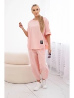 Bavlněný komplet halenka + kalhoty broskev Bavlněný komplet halenka + kalhoty broskev