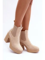 Zamszové Botky Na Masivním Sloupku Bežové Sunilda