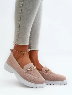 Dámské Mokasíny Na Ploché Podrážce S Zlatým Detailom Růžové Limentia