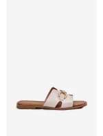 Dámské Ploché Pantofle S Dekorativním Detaiilem Béžové Amiresna