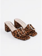 Praktické se zvířecím motivem  nazouváky dámské na širokém podpatku