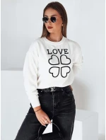 Dámský vyšívaný svetr Love CLOVER bílý FashionStreet MY2337 Dámský vyšívaný svetr Love CLOVER bílý FashionStreet MY2337