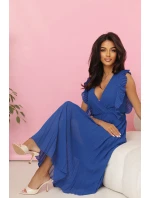 315-8 EMILY plisované šaty s volánky a výstřihem - barva CHABRIEL 315-8 EMILY plisované šaty s volánky a výstřihem - barva CHABRIEL