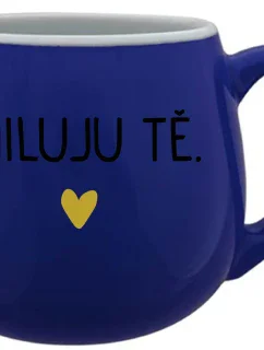 MILUJU TĚ. - modrý keramický hrníček 300 ml