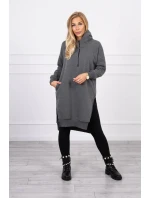 Zateplená mikina s bočními rozparky grafitová