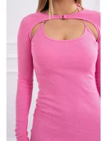 Pruhované přiléhavé šaty ve světle růžové barvě