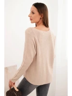 Dámský svetr s viskózou a výstřihem do V tmavě béžový