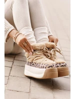 Kožené Dámské Sněhule Na Silné Podešvi S Kožešinou Panteřa Big Star OO274A207 Hnědé