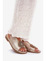 Lesklé Dámské Sandály S Dekorativním Detalem S.Barski KV51-012 Zlaté